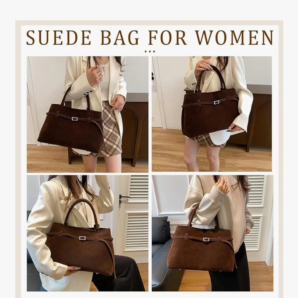 NWOT Brown Suede Handbag